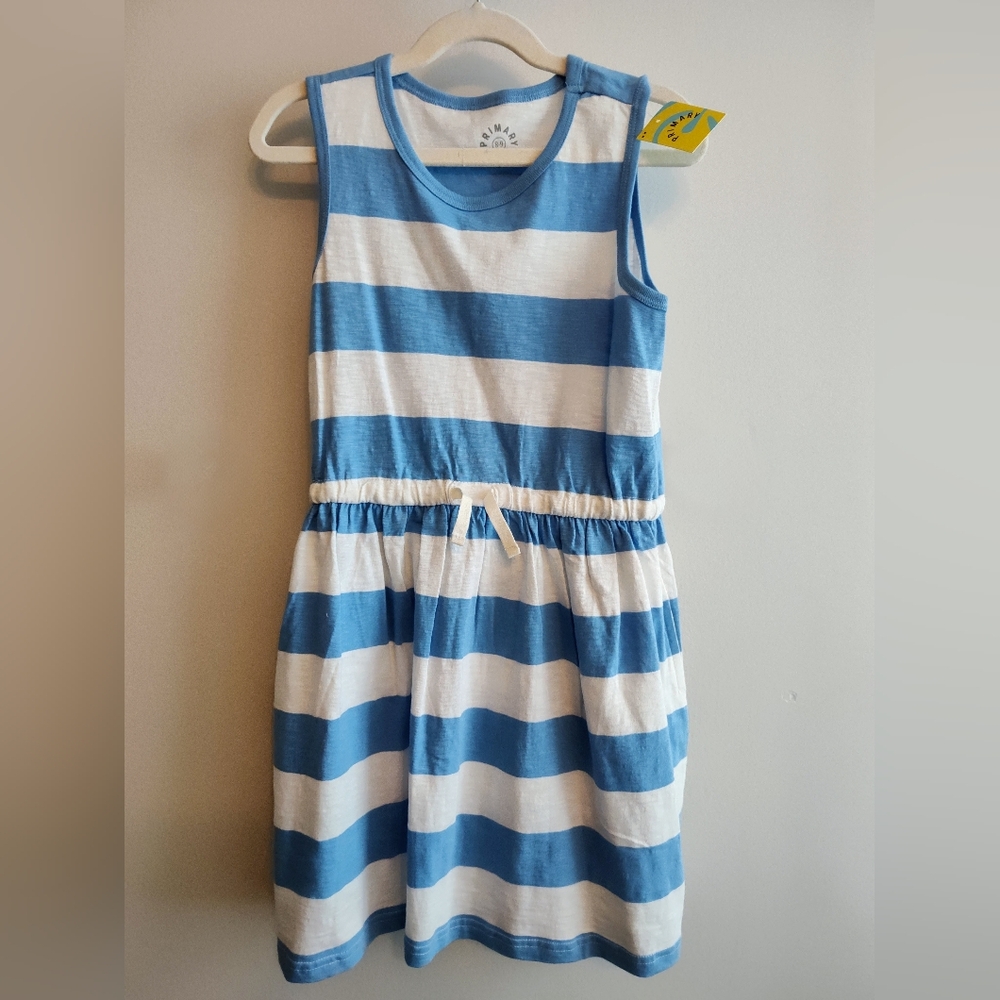 Primary Blue and White Striped Kids Dress NWT